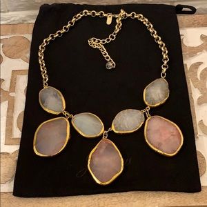 Anthropologie Gold and Pink Stone Necklace